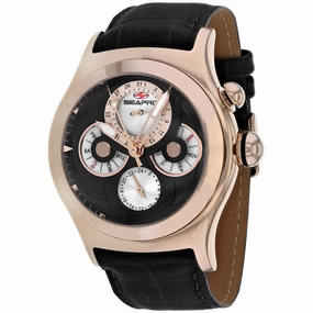 Seapro Men's Watch - Chronoscope Rose Gold Case Black Dial Leather Strap | SP0134