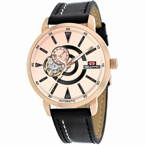 Seapro Men's Watch - Elliptic Automatic Rose Gold Dial Leather Strap | SP0144