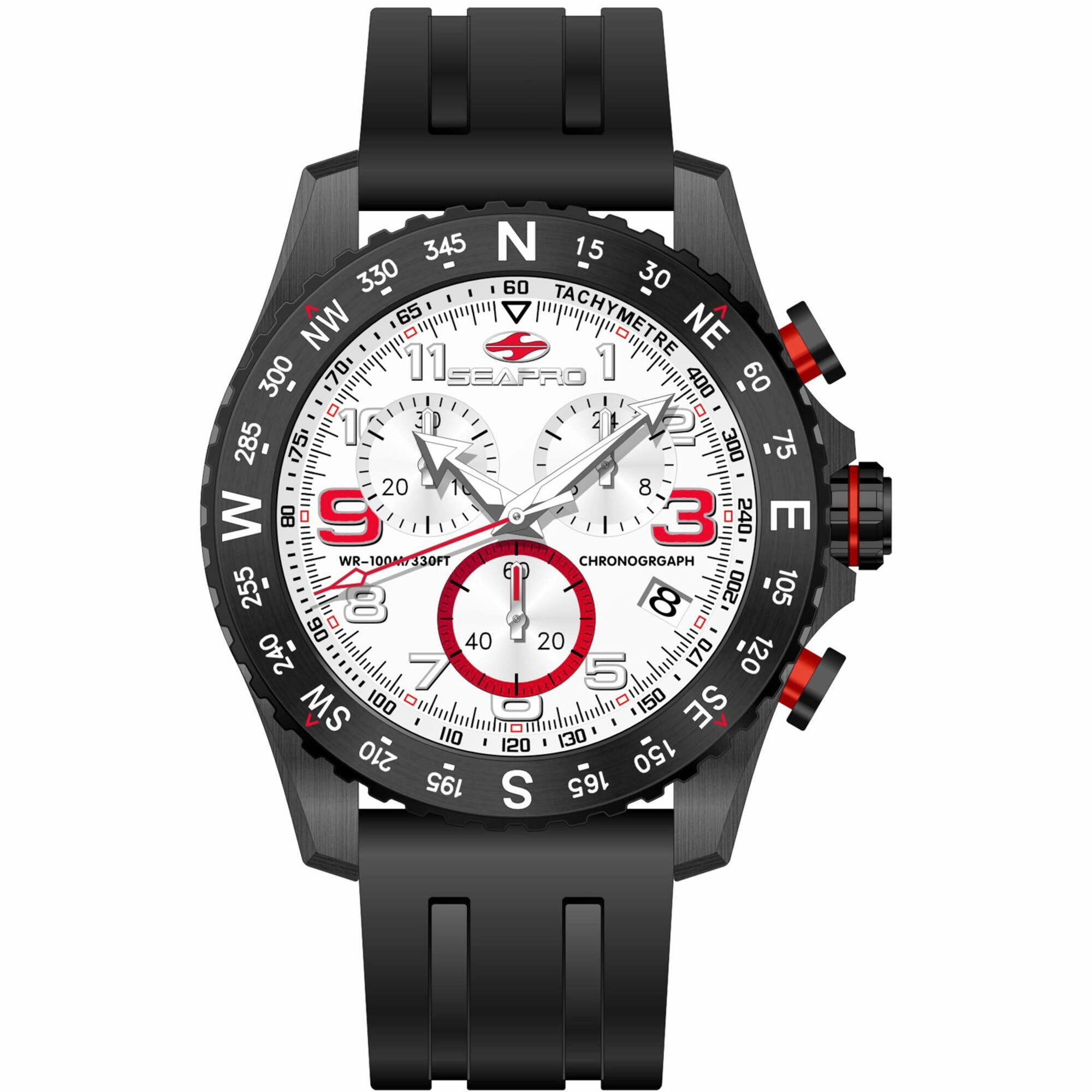 Seapro Men's Watch - Gallantry Quartz White Dial Black Rubber Strap | SP9731