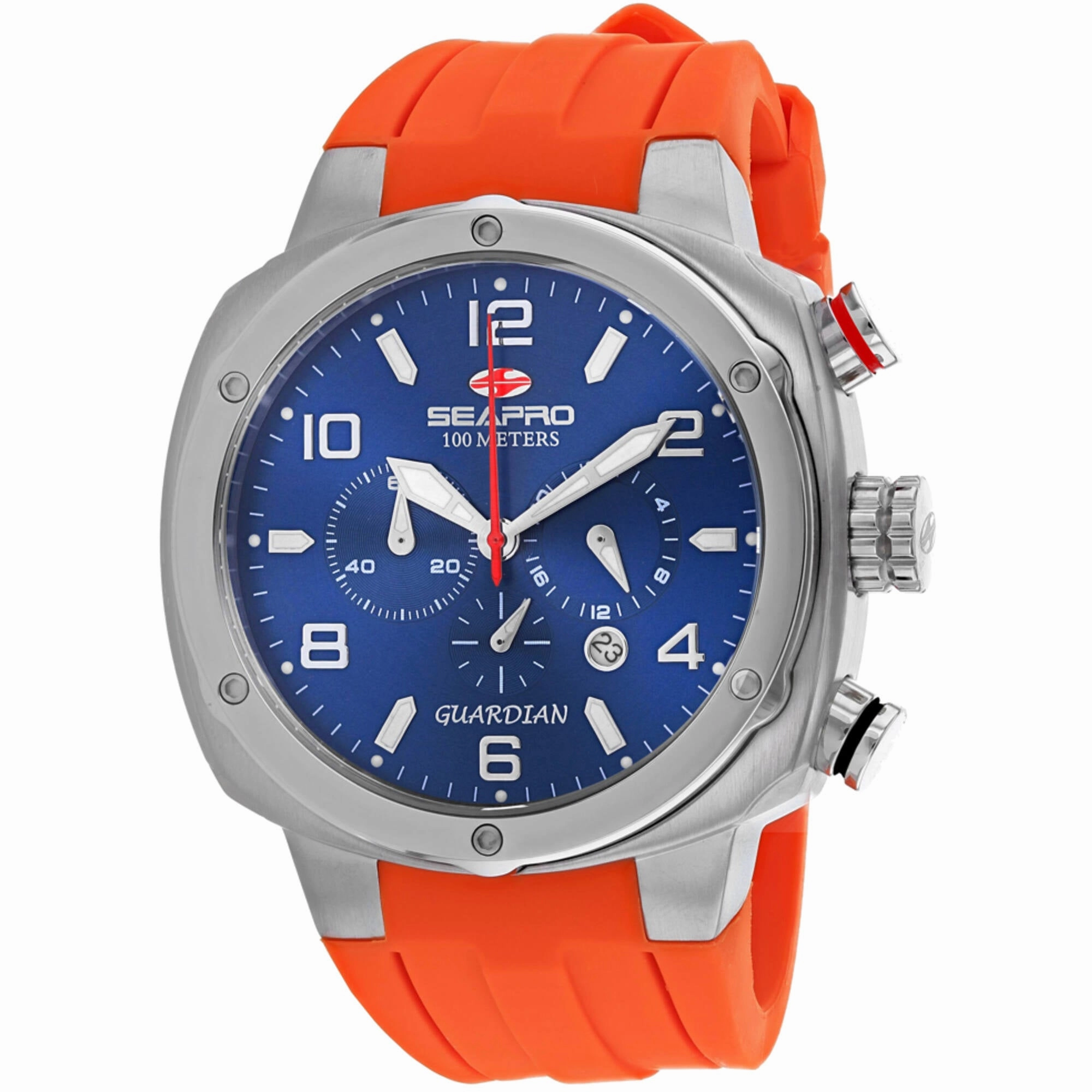 Seapro Men's Watch - Guardian Quartz Blue Dial Orange Rubber Strap | SP3345