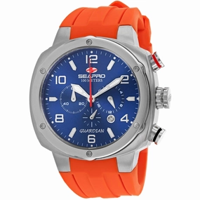 Seapro Men's Watch - Guardian Quartz Blue Dial Orange Rubber Strap | SP3345