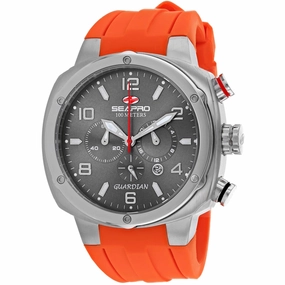 Seapro Men's Watch - Guardian Quartz Silver Tone Case Orange Rubber Strap | SP3344