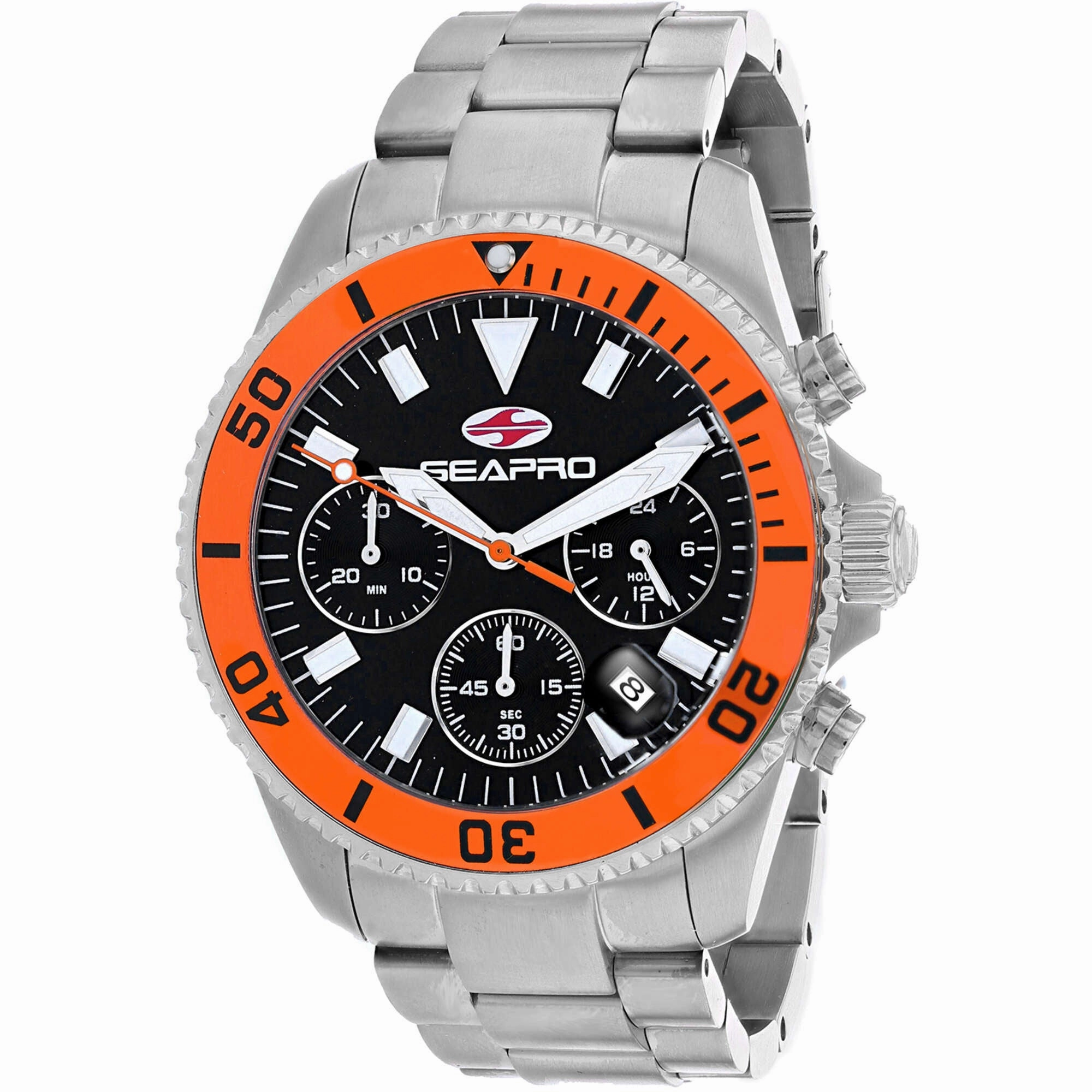 Seapro Men's Watch - Scuba 200 Chrono Black Dial Stainless Steel Bracelet | SP4353