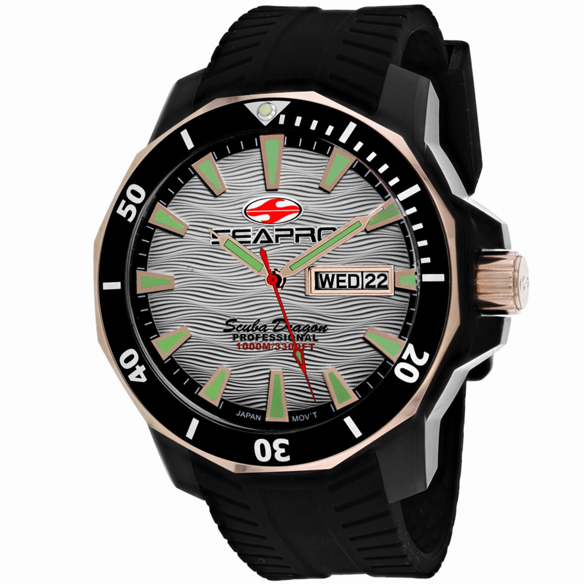 Seapro Men's Watch - Scuba Dragon Diver Quartz Silver Dial Rubber Strap | SP8321
