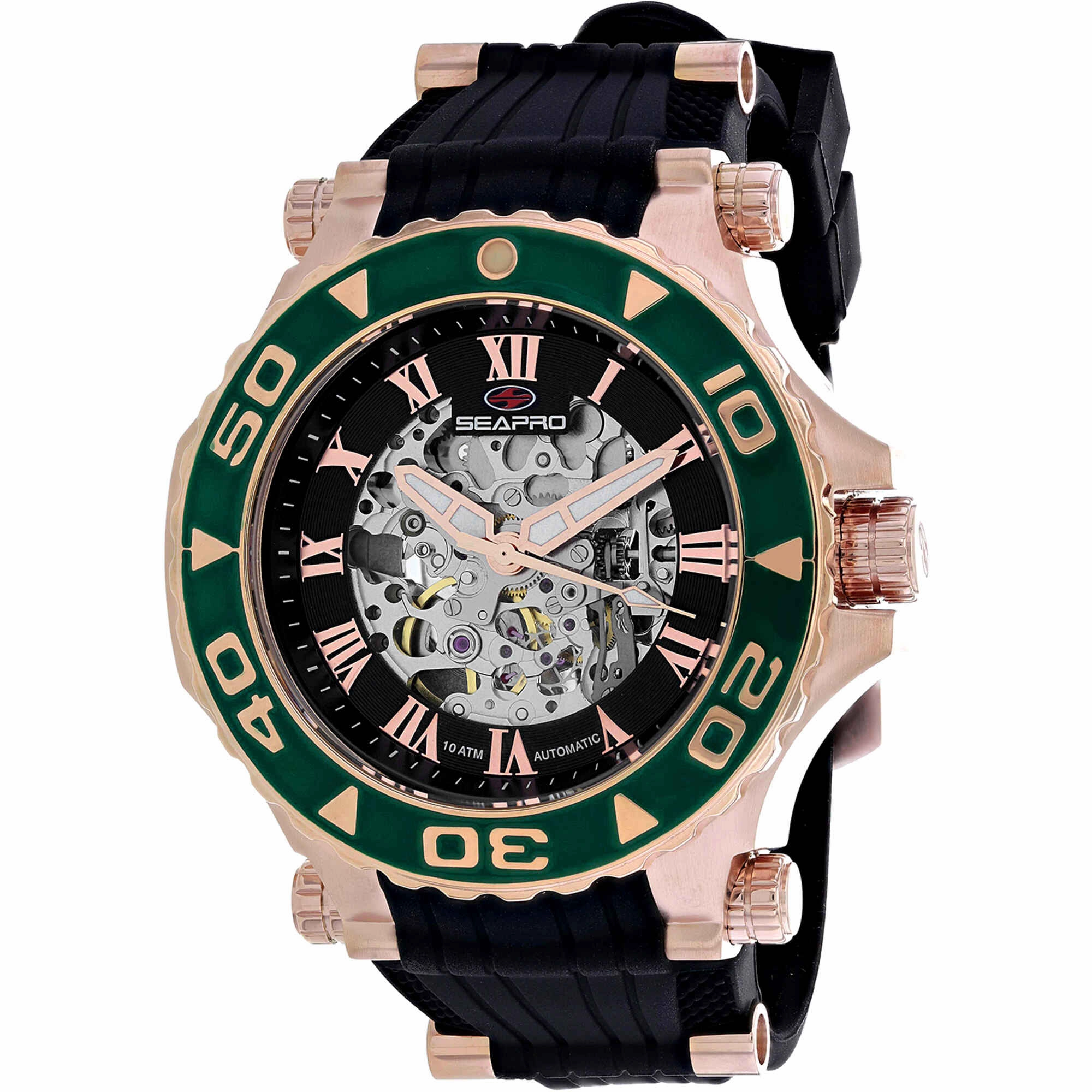 Seapro Men's Watch - Seaway Automatic Rose Gold Case Black Rubber Strap | SP7754