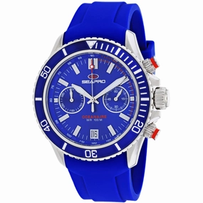 Seapro Men's Watch - Thrash Quartz Silver Tone Case Blue Dial Rubber Strap | SP0332