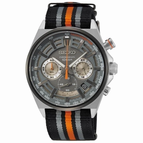 Seiko Men's Chronograph Watch - Core Quartz Grey and Khaki Dial Nylon Strap | SSB403P1