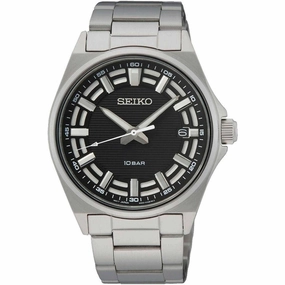 Seiko Men's Quartz Watch - Essentials Black Dial Stainless Steel Bracelet | SUR505P1