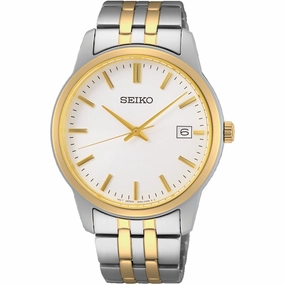 Seiko Men's Watch - Essentials White Dial Plated Stainless Steel Bracelet | SUR402