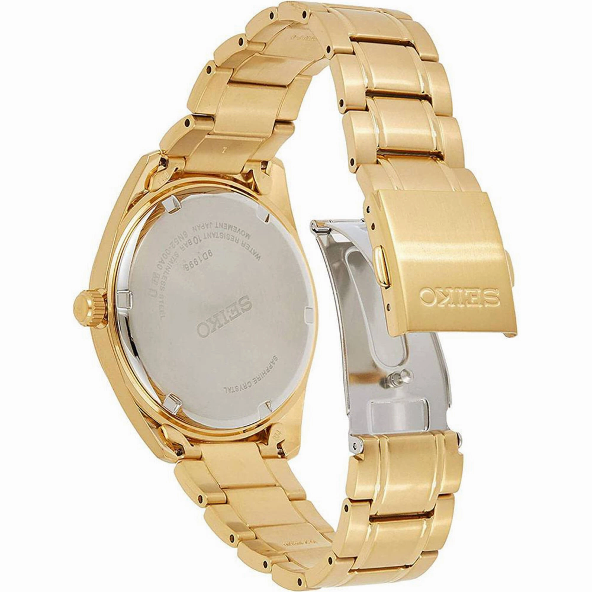 Seiko Men's Watch - Essentials White Dial Yellow Gold Steel Bracelet Date | SUR314P1