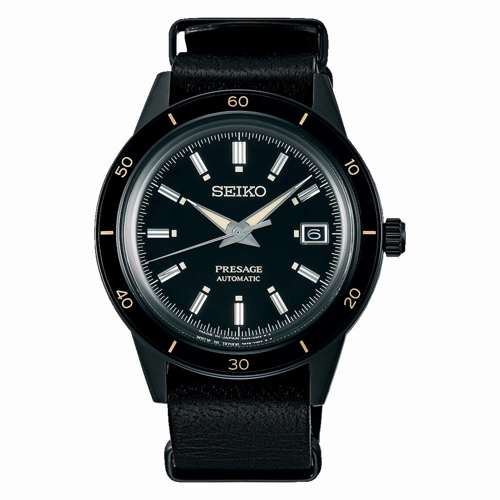 Seiko Presage 60's Style Black Strap Watch SRPH95J1