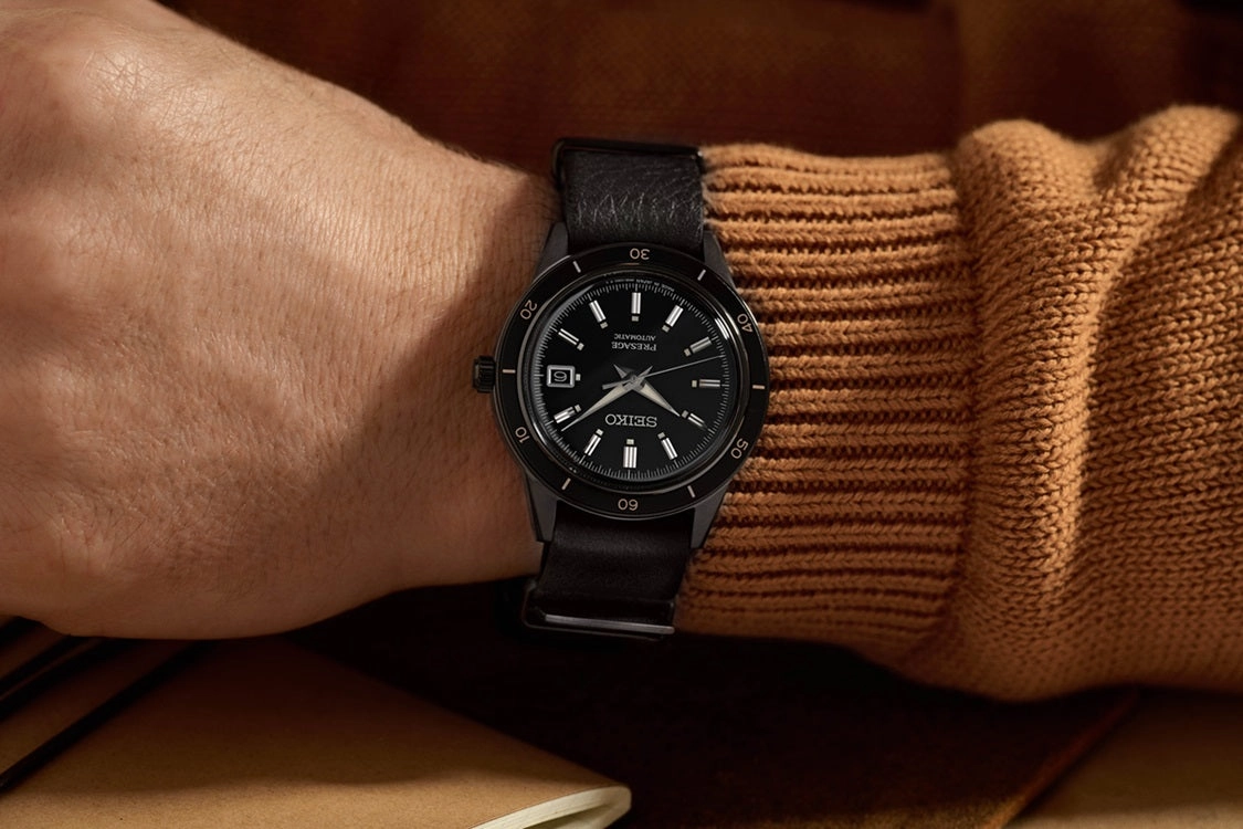 Seiko Presage 60's Style Black Strap Watch SRPH95J1