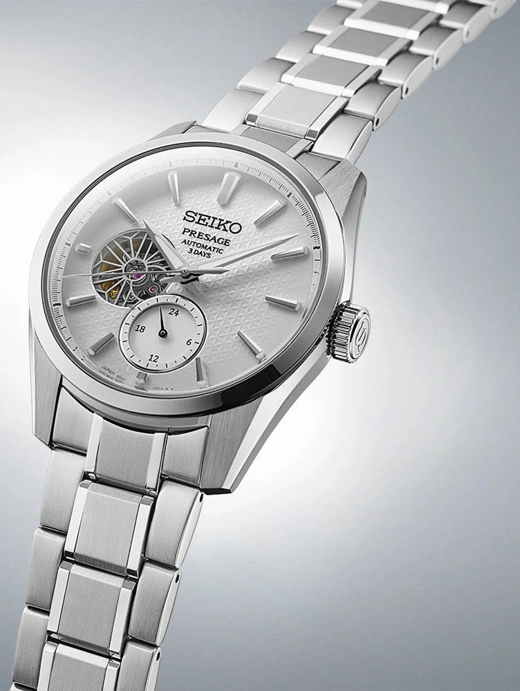 Seiko Presage Shiro Sharp-Edged Open Heart Automatic Mens Watch SPB415J1