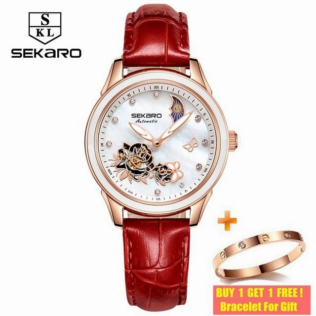 Sekaro Ceramic Women Watch 2019 Butterfly Design Ladies Mechanical Automatic Watches Luxury Brand Sapphire Crystal Women's Watch