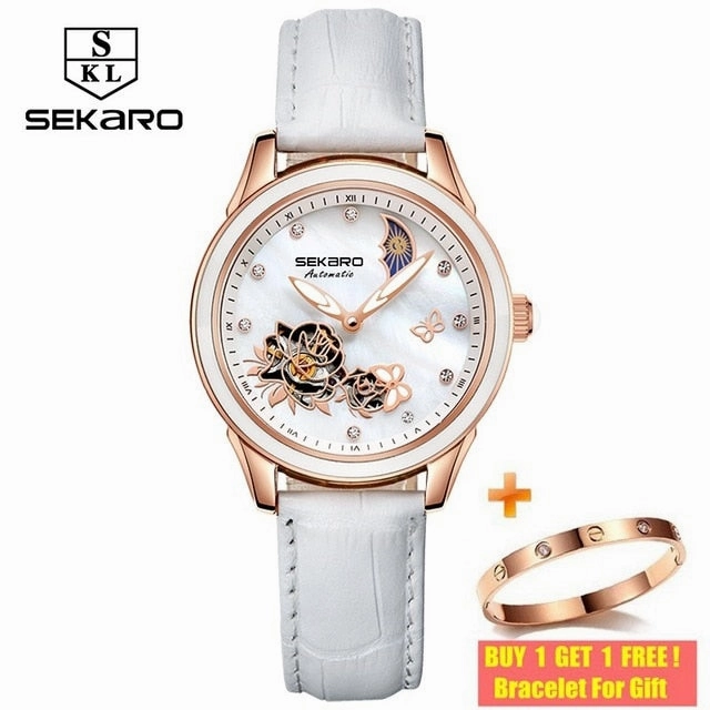 Sekaro Ceramic Women Watch 2019 Butterfly Design Ladies Mechanical Automatic Watches Luxury Brand Sapphire Crystal Women's Watch