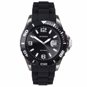 Sekonda Black Rubber Strap Men's Watch 3361