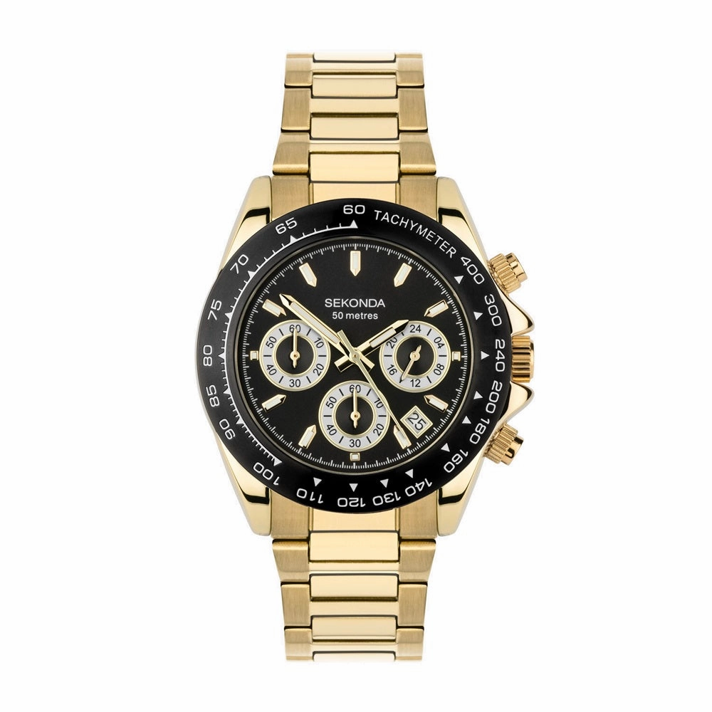 Sekonda Circuit Chronograph Mens Gold Plated Watch 30203