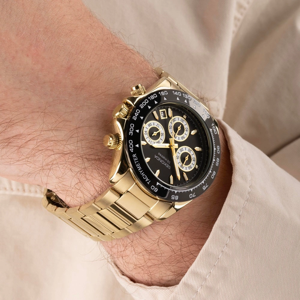 Sekonda Circuit Chronograph Mens Gold Plated Watch 30203