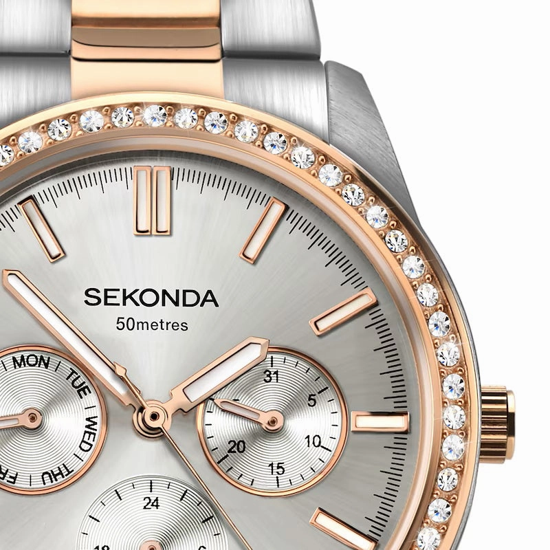 Sekonda Classic 38mm Two Tone Ladies Day Date Watch 2162