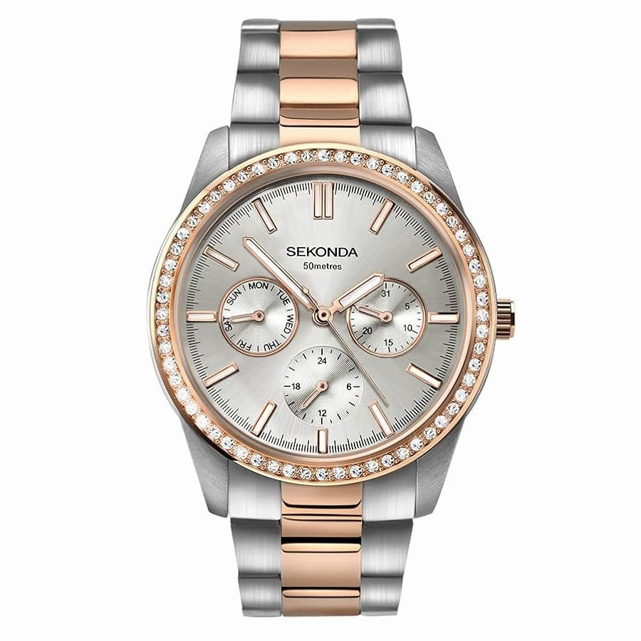 Sekonda Classic 38mm Two Tone Ladies Day Date Watch 2162