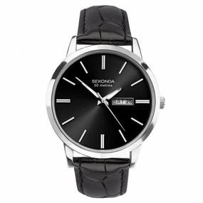Sekonda Day Date Leather Strap Mens Watch 1705