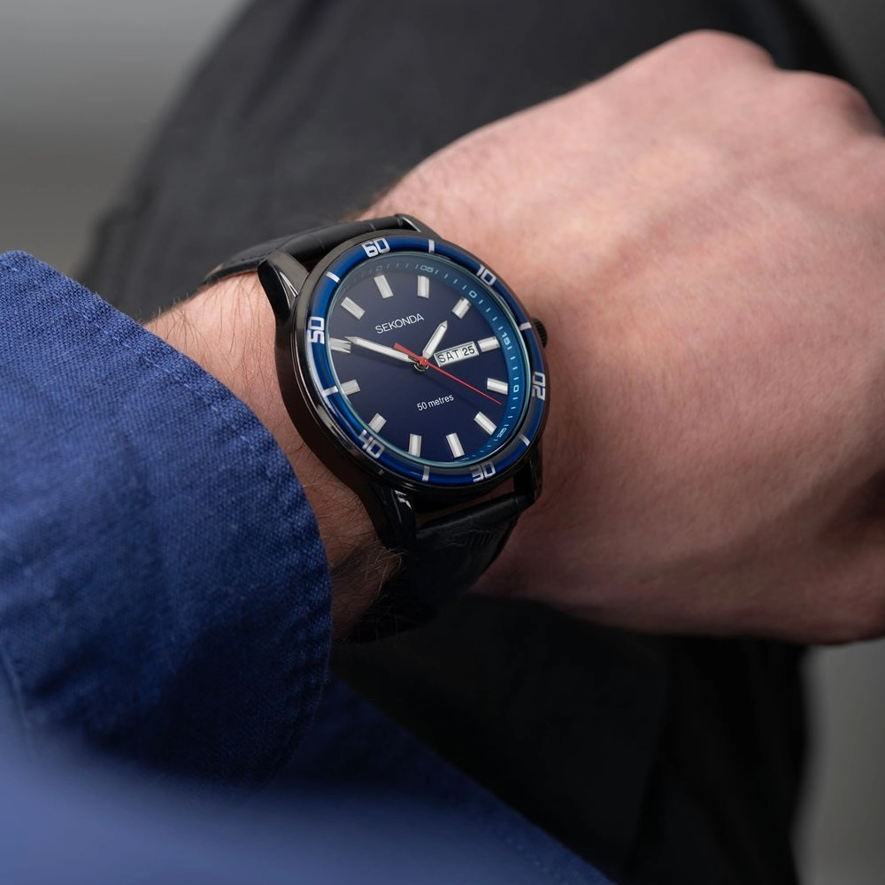 Sekonda Midnight Sports Day Date Mens Watch Blue Dial 30205