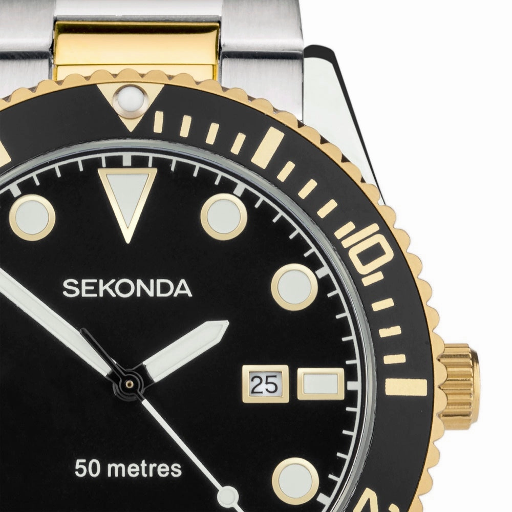 Sekonda Ocean Two Tone Black Dial Men's Watch 30139