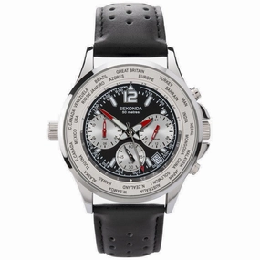Sekonda Sports Dual And World Time Men's Strap Watch Black 1842