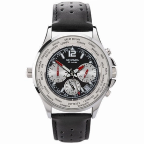 Sekonda Sports Dual And World Time Men's Strap Watch Black 1842