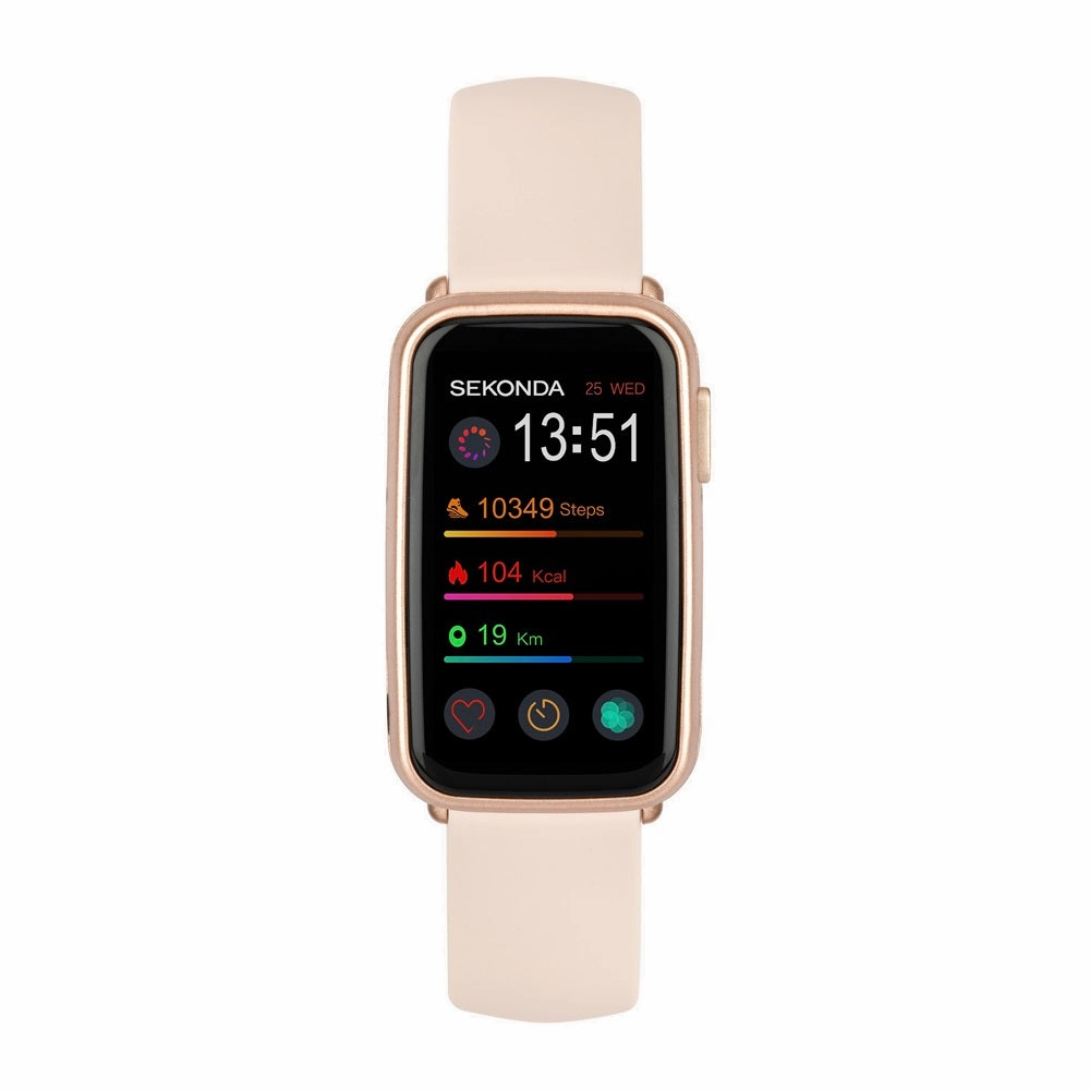 Sekonda Track Smart Watch Rose Gold Case Pink Silicone Strap 30170