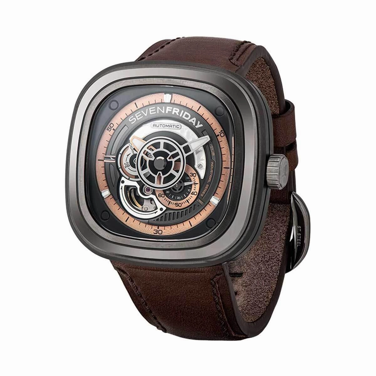 SevenFriday Men's Automatic Watch - P Series Power Reserve SS Case Strap | P2C-01