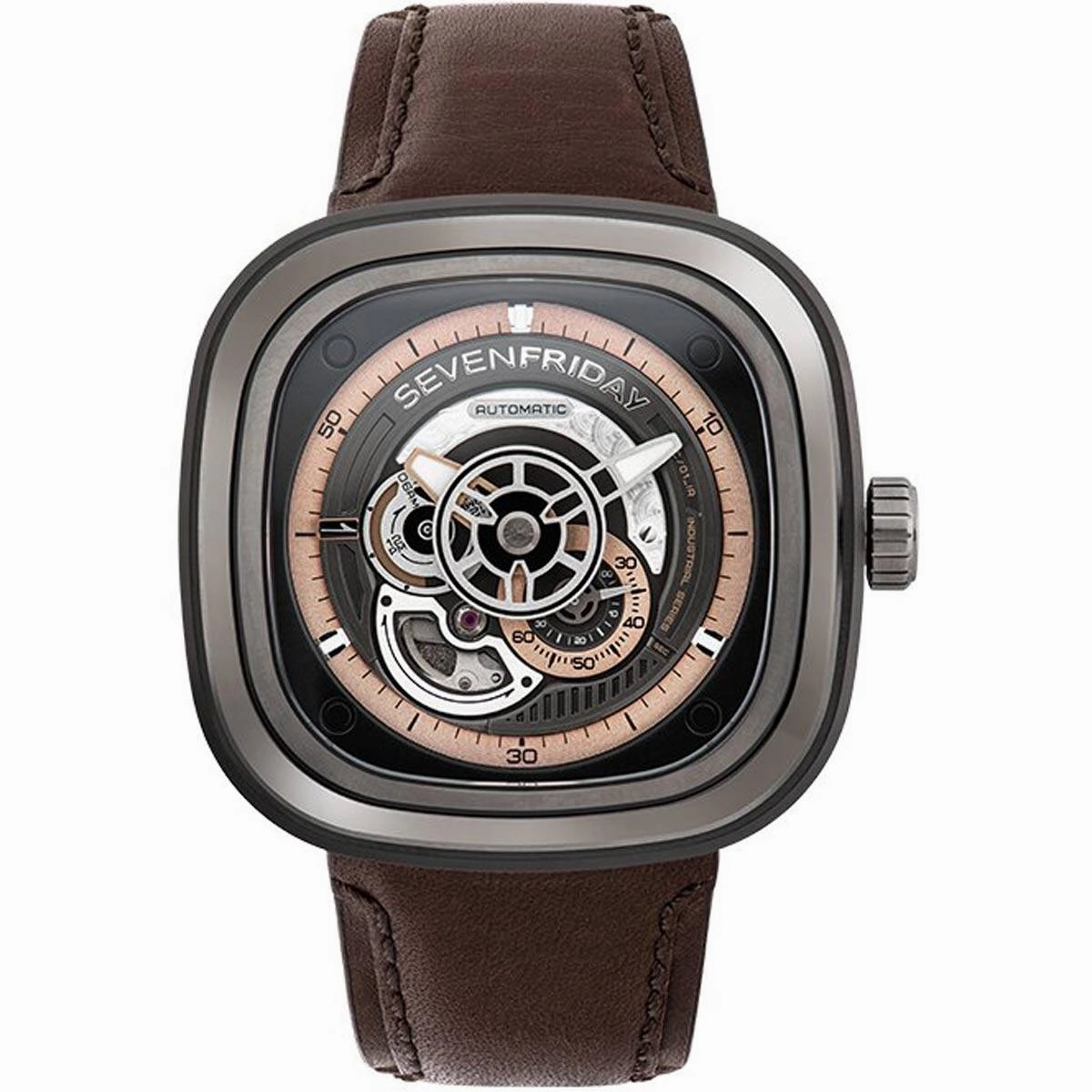 SevenFriday Men's Automatic Watch - P Series Power Reserve SS Case Strap | P2C-01