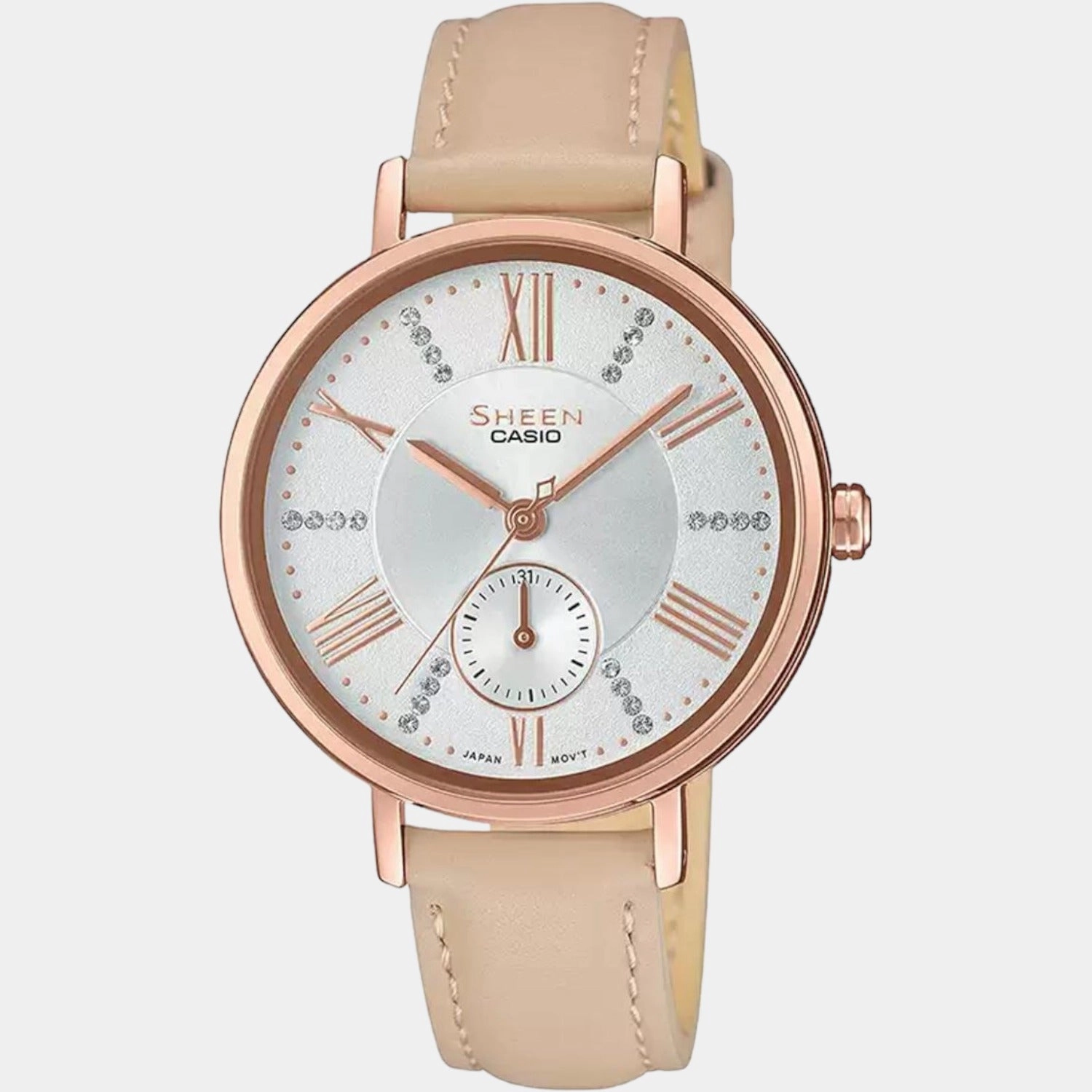 Sheen Women's Analog Leather Watch SX241 - SHE-3066PGL-7BUDF