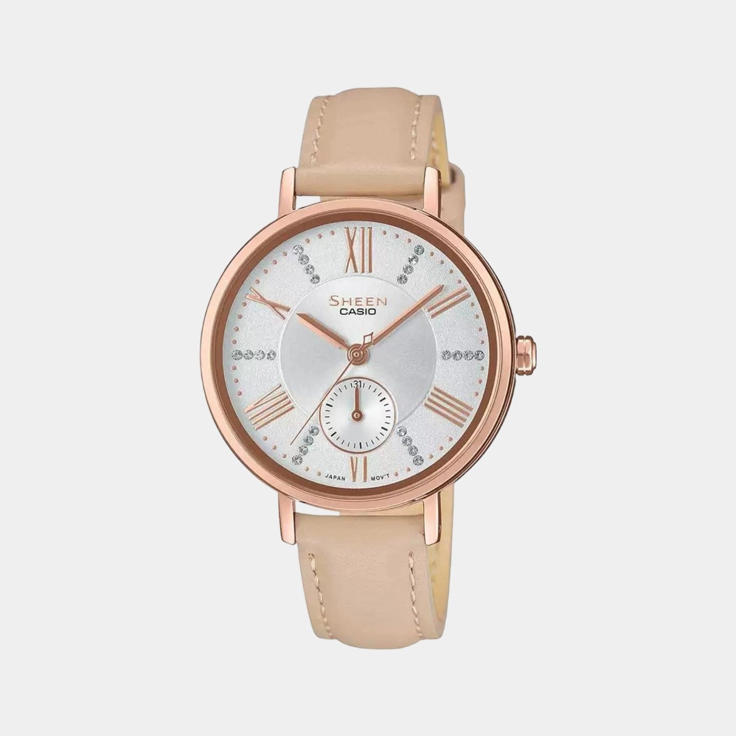 Sheen Women's Analog Leather Watch SX241 - SHE-3066PGL-7BUDF