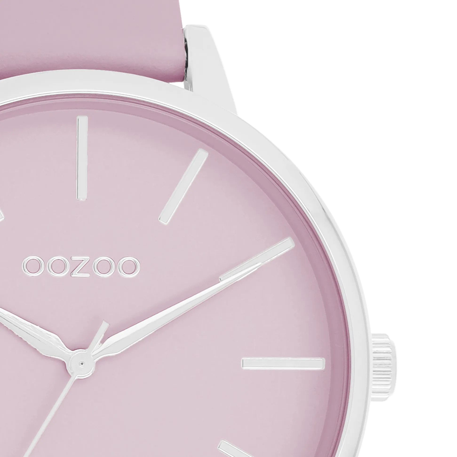 Silver coloured OOZOO watch with lilac leather strap - C11361