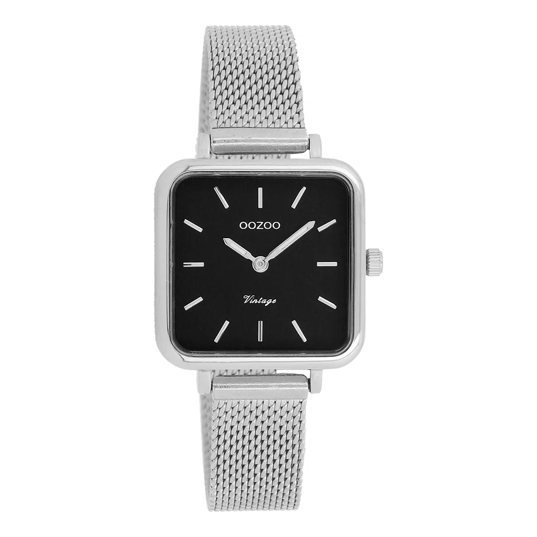 Silver coloured OOZOO watch with metal mesh bracelet - C20262