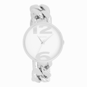 Silver coloured OOZOO watch with chunky chain bracelet - C11260