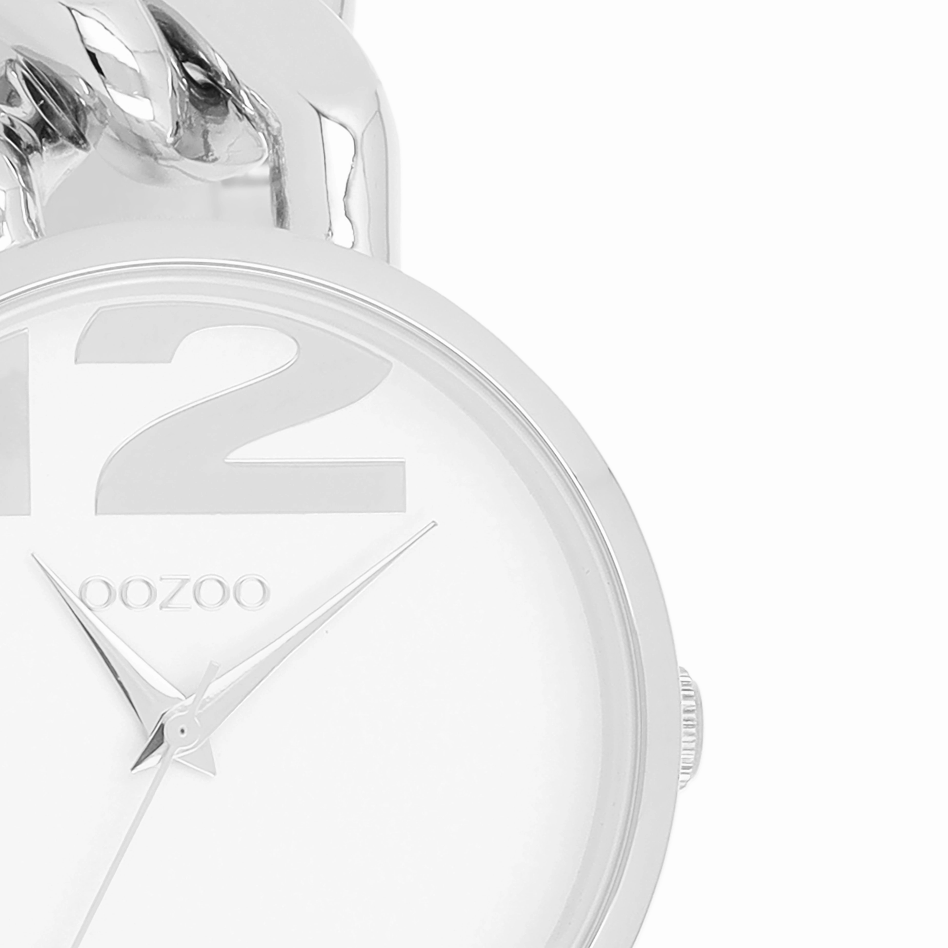 Silver coloured OOZOO watch with chunky chain bracelet - C11260