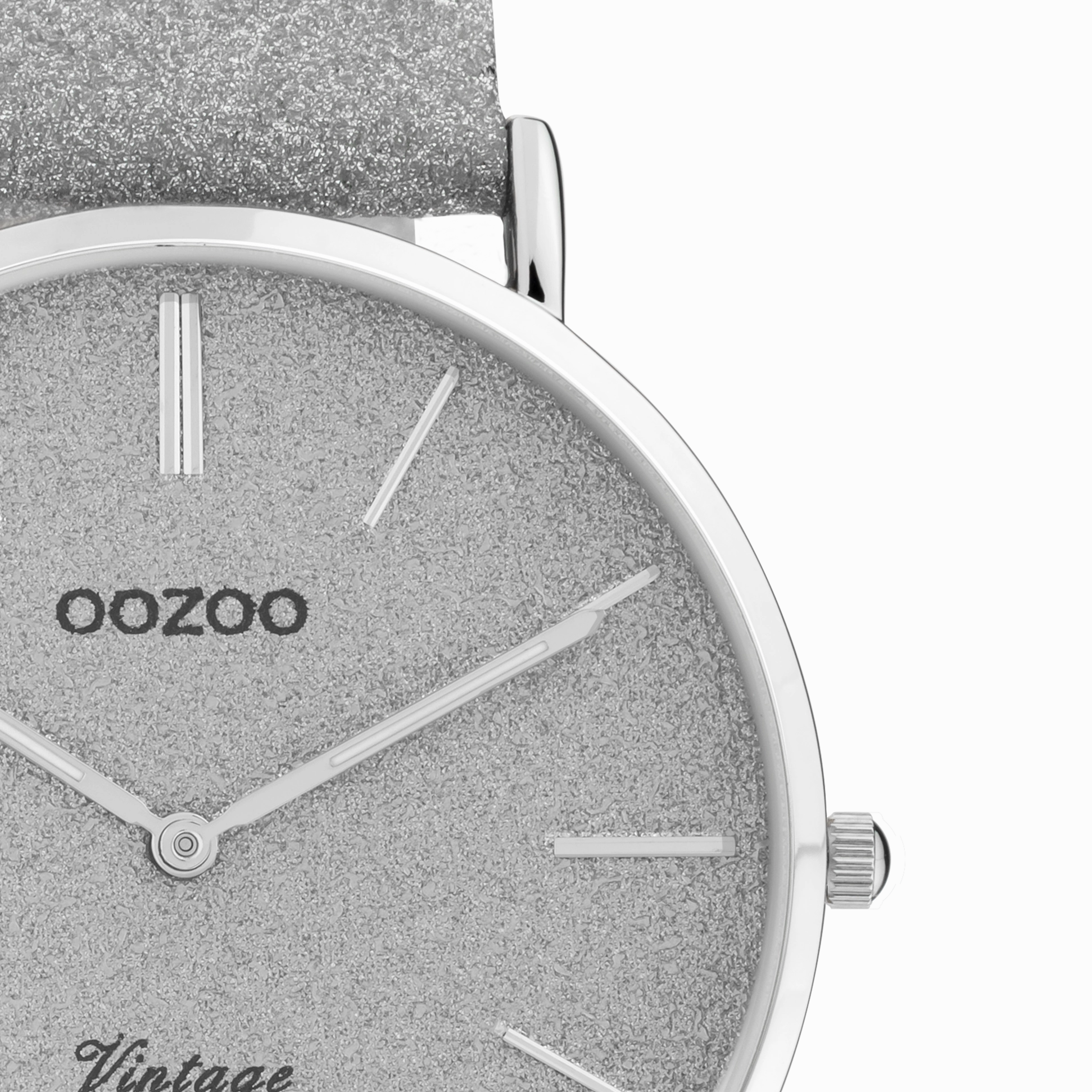 Silver coloured OOZOO watch with leather strap - C20160