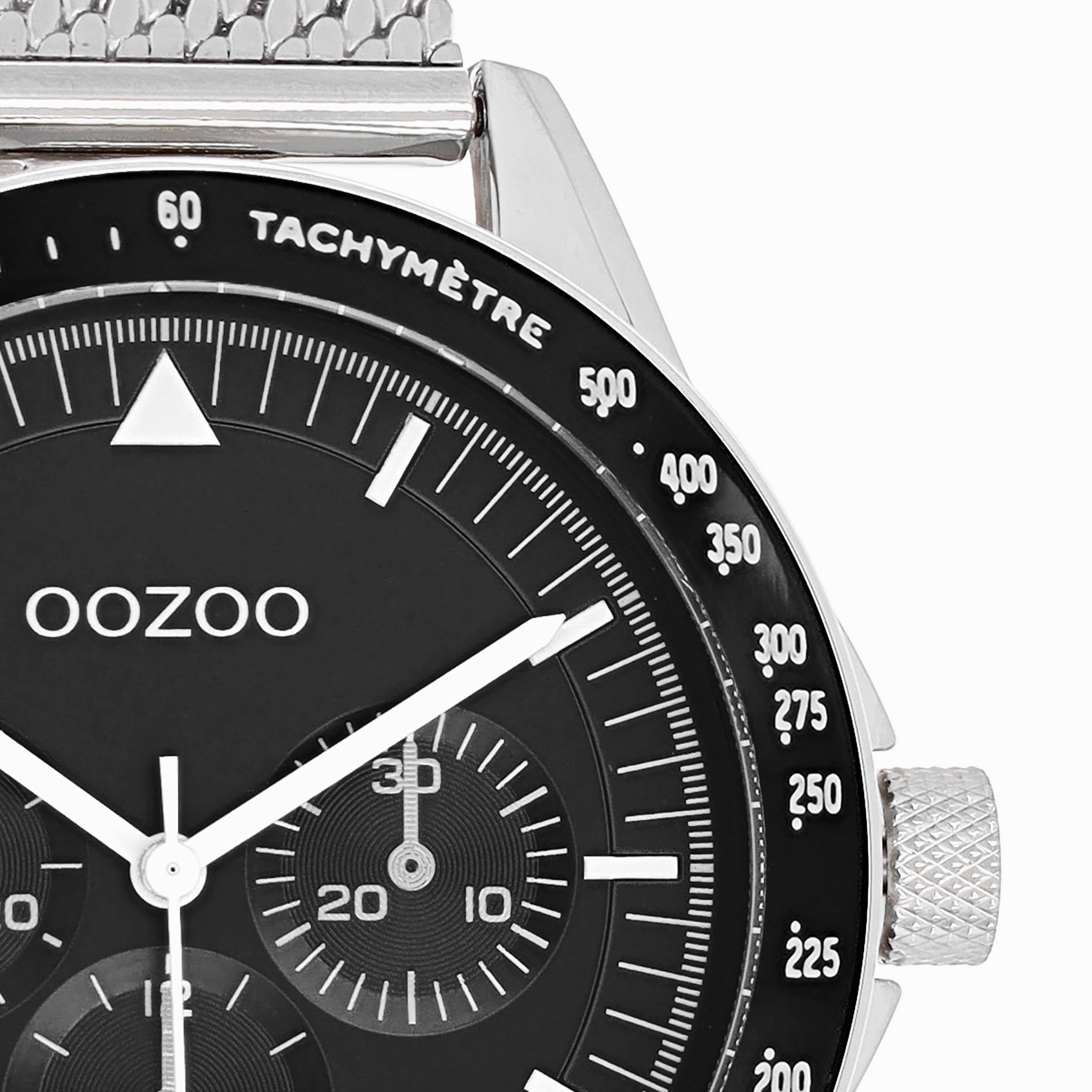 Silver coloured OOZOO watch with metal mesh bracelet - C11113