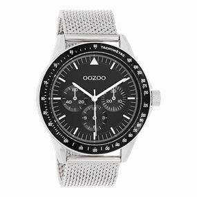 Silver coloured OOZOO watch with metal mesh bracelet - C11113