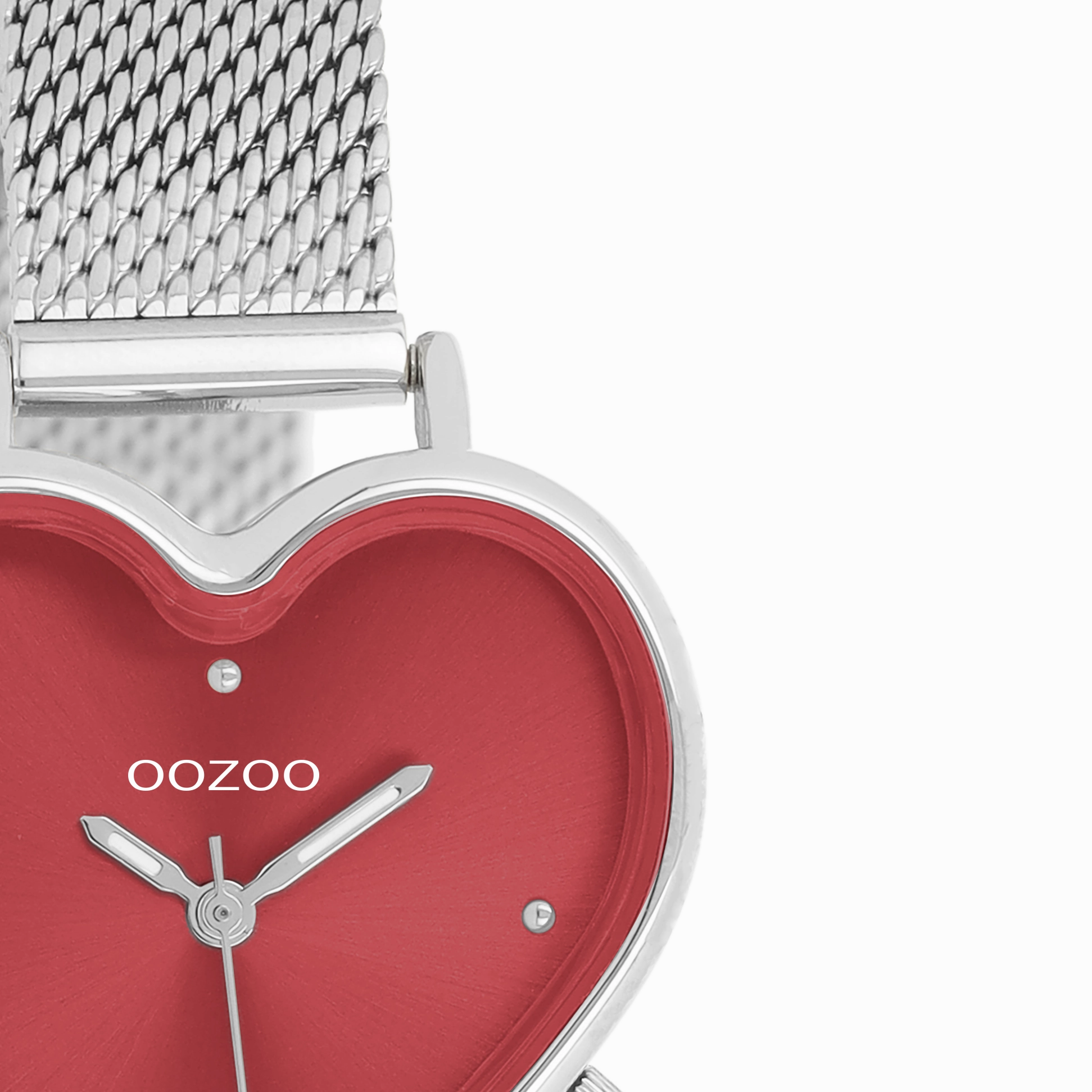 Silver coloured OOZOO watch with metal mesh bracelet - C11444