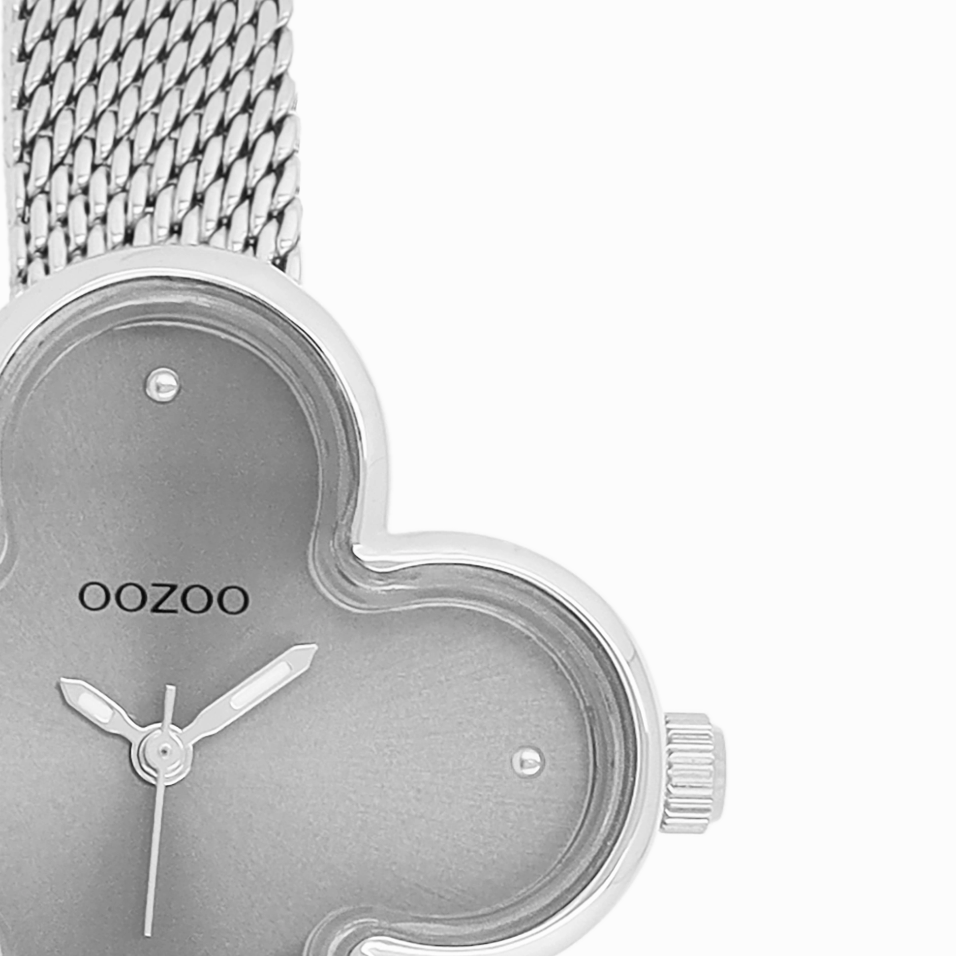 Silver coloured OOZOO watch with metal mesh bracelet - C11526