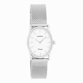 Silver coloured OOZOO watch with metal mesh bracelet - C20256