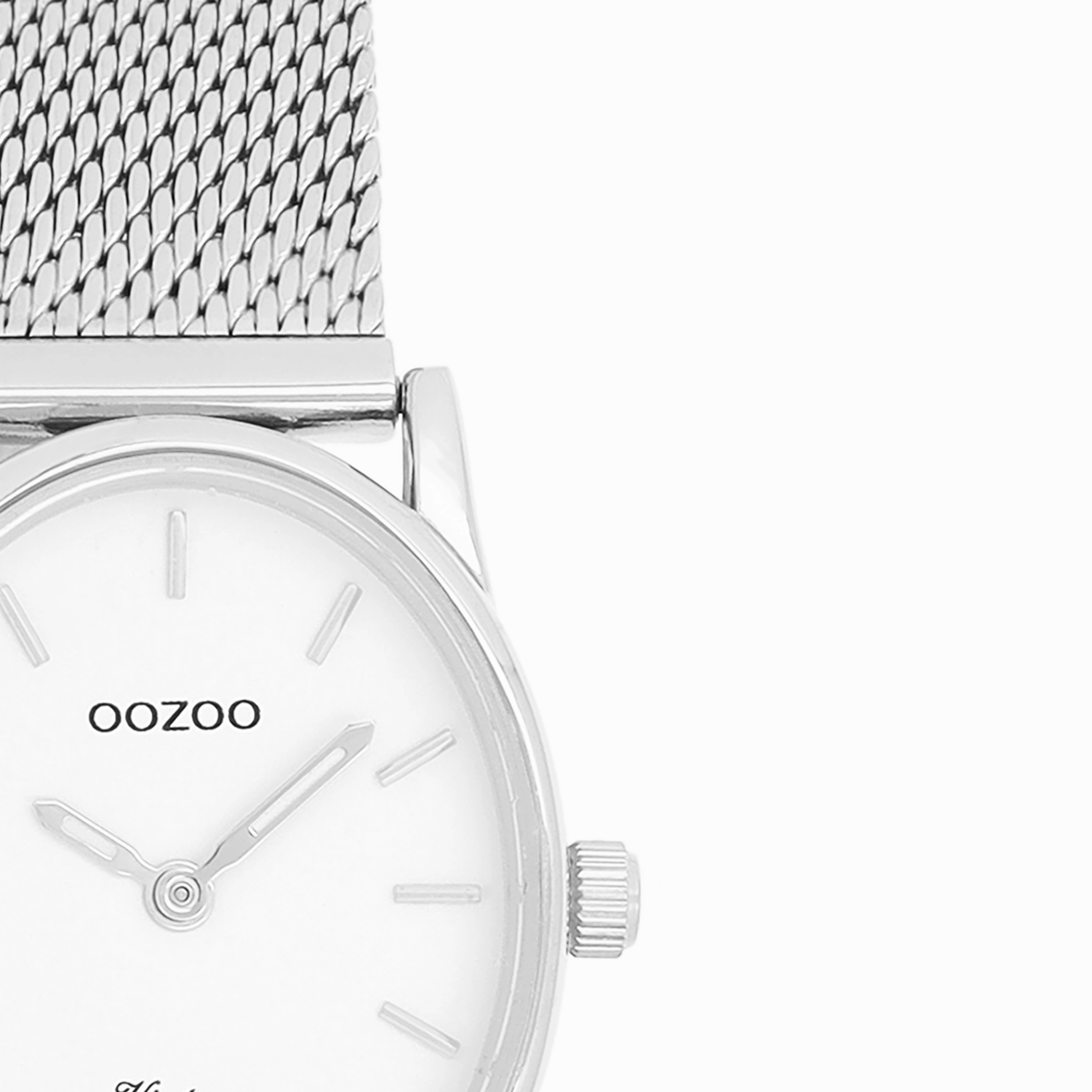Silver coloured OOZOO watch with metal mesh bracelet - C20256