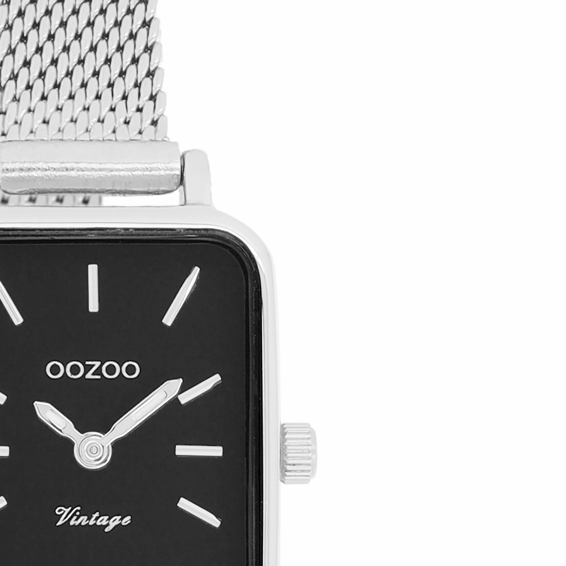 Silver coloured OOZOO watch with metal mesh bracelet - C20267