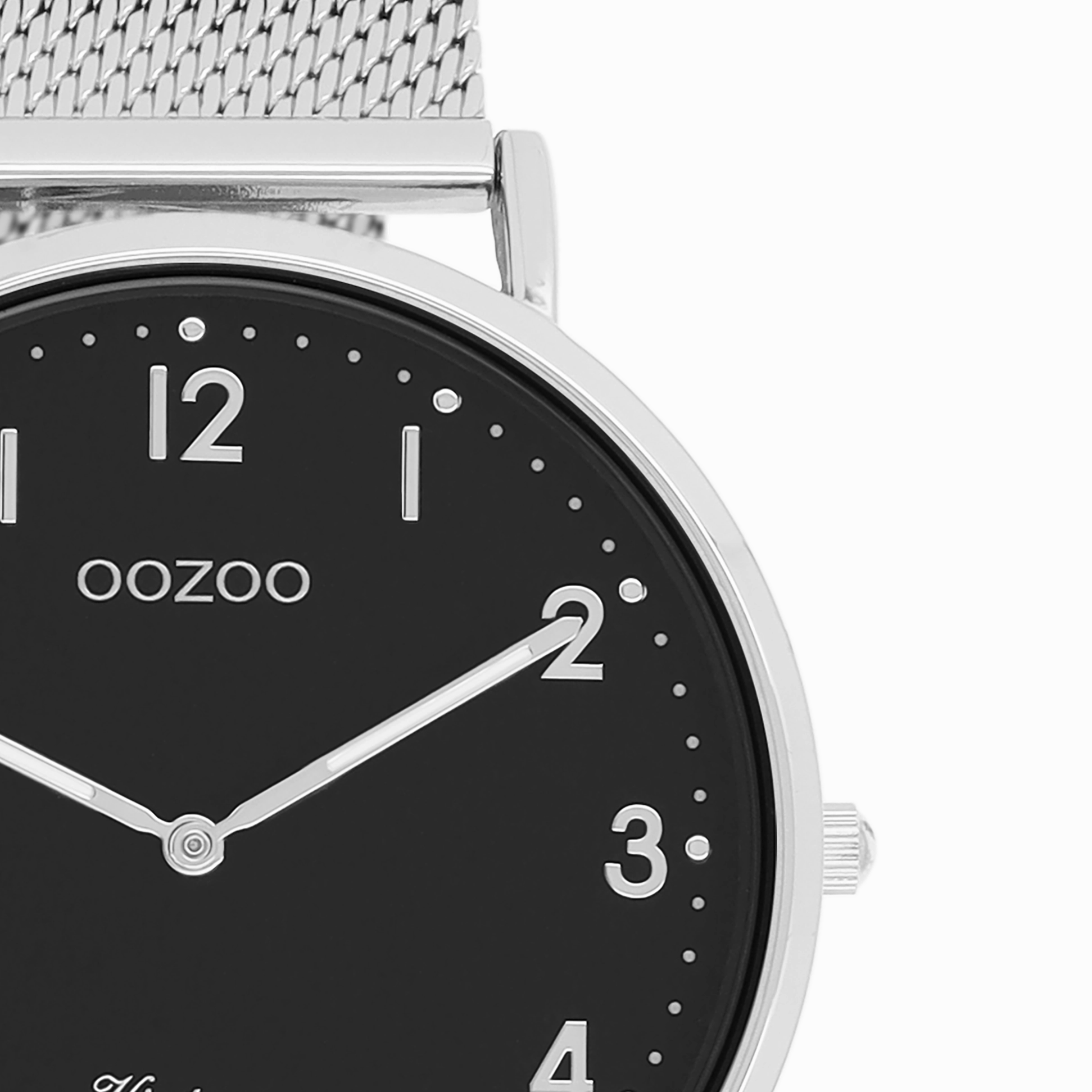 Silver coloured OOZOO watch with metal mesh bracelet - C20341