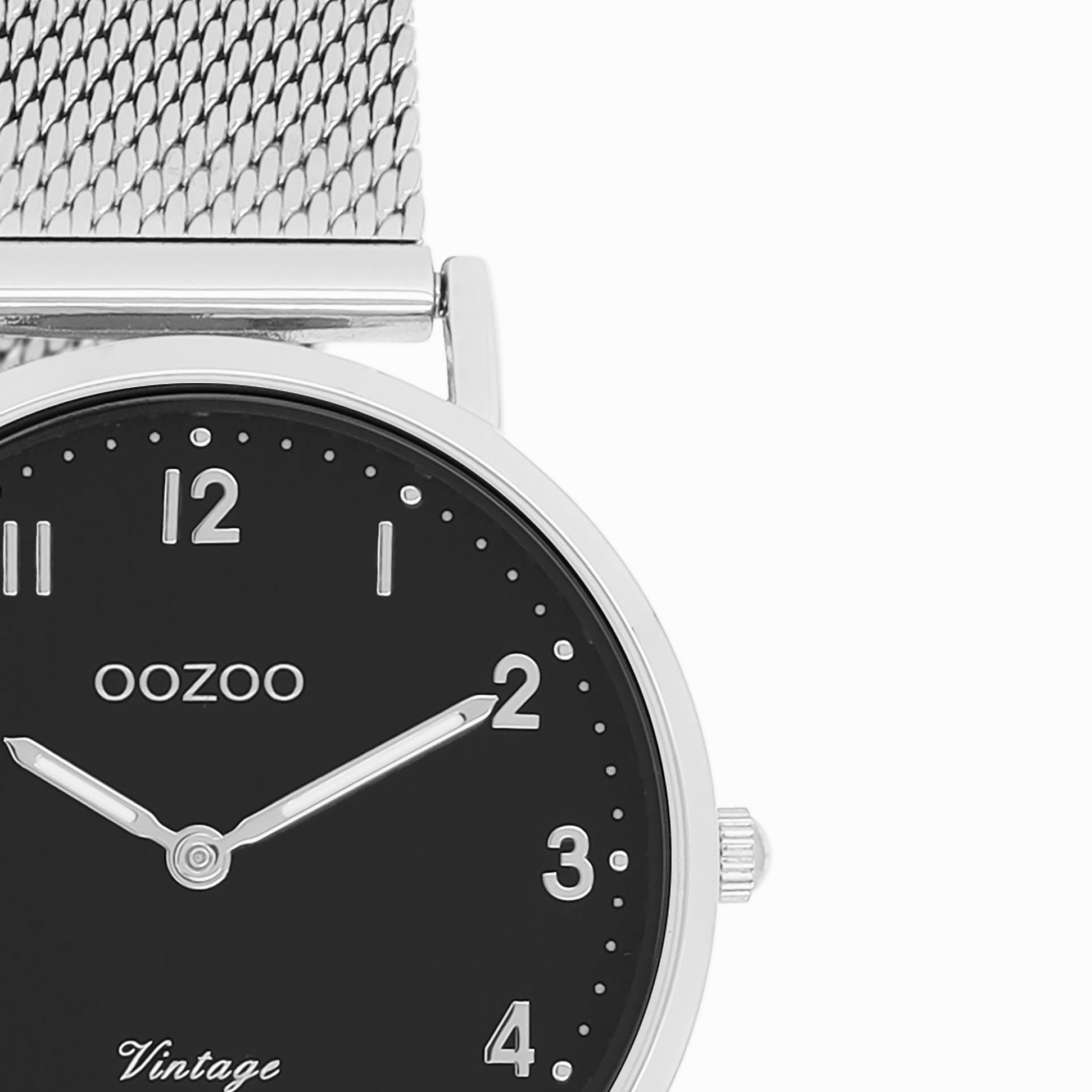 Silver coloured OOZOO watch with metal mesh bracelet - C20346