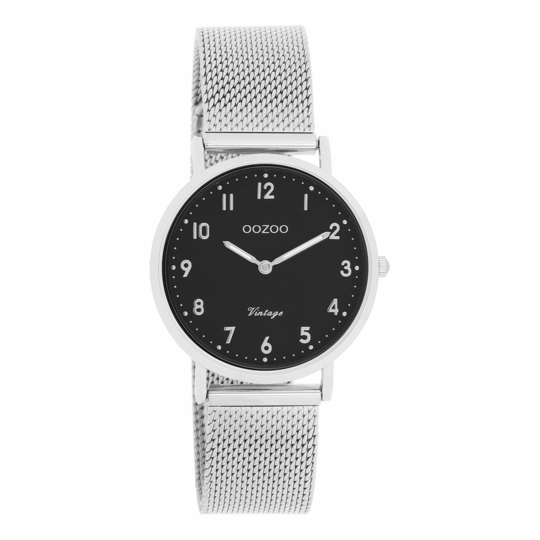 Silver coloured OOZOO watch with metal mesh bracelet - C20346
