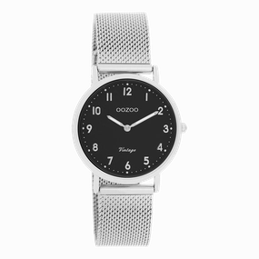 Silver coloured OOZOO watch with metal mesh bracelet - C20346